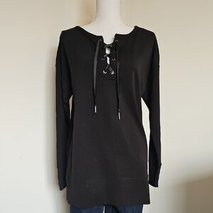 WHBM Black Lace-Up Women's Top